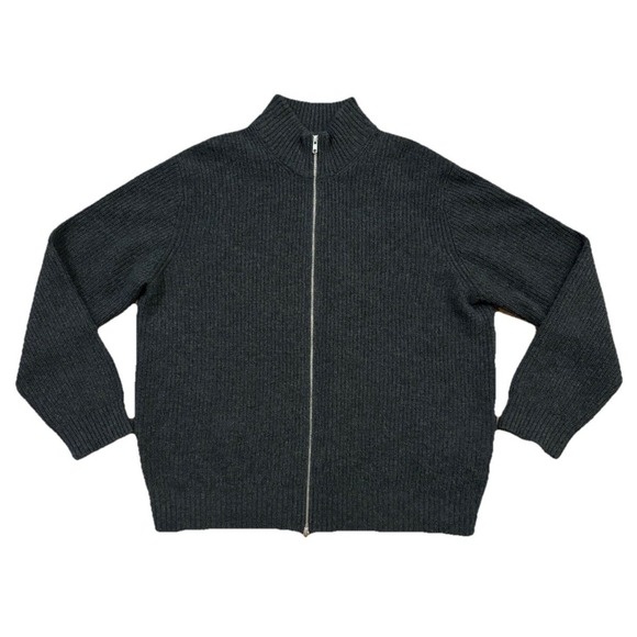 Quince Mongolian Cashmere Fisherman Full Zip Sweater Gray Men's XL